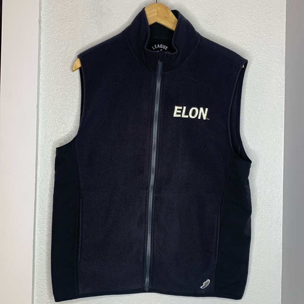 League Repreve Elon dark grey fleece full zip vest pockets size Medium